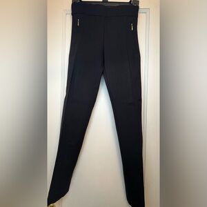 H&M Women’s Black Ponte Pants Dress Pants Leggings Size 2 Gold Zipper Accents